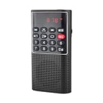 Portable Mini FM Radio USB Speaker MP3 Music Player Rechargeable Walkman Pocket Radio Support AUX TF Card Earphone (Black)
