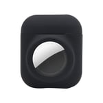 Silikonikotelo Apple AirPods Gen 1/2 -laitteille Airtag-taskulla - musta
