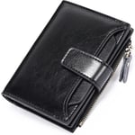 Äkta Läder Steampunk Myntplånbok, Slank Anti-RFID Blockerings Plånbok med Dragkedja och Kortfack
