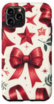 Coque pour iPhone 11 Pro Retro Aesthetic Red Ribbons and Bows in Watercolor
