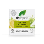 Dr Organic Tea Tree & Lemon Shampoo Bar, Paraben & SLS-Free, Organic