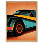 Colourful DeLorean Style Retro Car Poster Art Print Framed Poster Wall Decor 12x16 inch