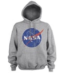 Hybris NASA sliten logo hoodie (S,Heather-Grey)