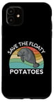 Coque pour iPhone 11 Save The Floaty Potatoes Manatee Ocean Sea Chubby Retro Swim