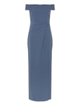 Lauren Ralph Lauren Crepe Off-The-Shoulder Gown Blå
