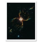 Hubble Space Telescope Image Southern Crab Nebula Hen 2-104 Red Yellow Blue Hourglass Celestial Object Red Giant Star White Dwarf Flat Disk Of Gas Art