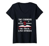 Womens Reading Book Romance Story Love Dating Valentine Day'S V-Neck T-Shirt