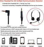 2.5mm Headset Headphones With Mic Call Center Telephone IP Phone Cisco DECT BT