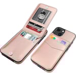 iPhone 13 Skal Plånbok med Kortfack, Premium Läder Magnetisk Stängning Stativ Robust Skydd för iPhone 13 (Roséguld)