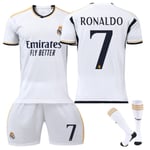 23-24 Real Madrid Fotbollströja Set No.7 RONALDO fotbollsuniformsats med strumpor för vuxna barn L
