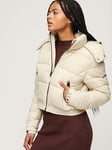 Superdry Crop Hooded Fuji Jacket - Beige, Beige, Size 16, Women