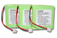 vhbw 3x NiMH Batterie 600mAh (2.4V) combiné téléphonique, téléphone fixe vtech VT1100, VT2020. Remplace: 5M702BMX, GP0827.