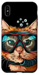 Coque pour iPhone XS Max Tuba amusant avec masque de plongée en forme de chat