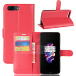 OnePlus 5 PU Wallet Case Red