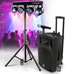 Enceinte Active BOOST120VHF-BT Portable Autonome - 700W -12/30CM USB BLUETOOTH, Micros VHF, Portique Lumières pour Sono DJ Fête