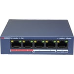 Switch bureau Hikvision - 4 ports PoE + 1 port Uplink (RJ45) - Vitesse 10/100 Mbps - Jusqu'à 35W au total pour tous les ports - Compatible avec PoE