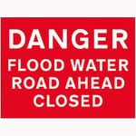 V Safety 7A180BR-RR VSafety Danger Flood Water/Road Ahead Panneau fermé en plastique rigide 600 mm x 450 mm