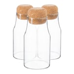 Glass Storage Bottles with Cork Lids 180ml Pack of 3