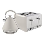 Tower Kettle & 4 Slice Toaster, Cavaletto, Latte with Chrome
