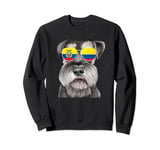 Miniature Schnauzer Dog Colombia Flag Sunglasses Sweatshirt