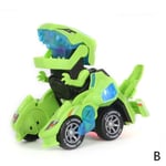 Electric Transforming Dinosaur Led Car T Rex Toys With Kids B Green