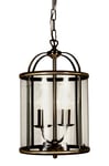 Aneta Lighting Budgie taklampa 3-l 28cm stor antik-klarglas