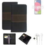 Phone Case + earphones for Samsung Galaxy A52s 5G Wallet Cover Bookstyle protect