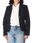 Calvin Klein Women's Two Button Lux Blazer (Petite, Standard, & Plus), Navy, 6