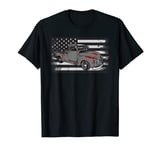 Classic American Pick Up Truck on American Flag T-Shirt