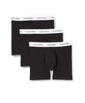 Calvin Klein Mens 3 Pack Boxer Briefs - Mid Rise - Black / White Band Cotton - Size 2XL