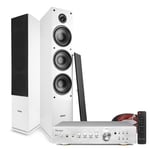 Floor Standing HiFi Tower Speaker System and Bluetooth Amplifier - SHF80W White