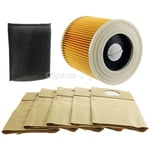 KARCHER Vacuum Cleaner Filter & Bags Kit Wet & Dry Hoover Filters A2204 A2234PT