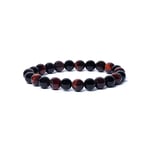Armband svart onyx/ röd tigeröga  AA-kvalitet 8 mm