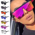 New Trend Big One Piece Ram Uv400 Solglasögon Street Shot körglasögon Black-Transparent Red