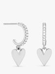 Simply Silver Mini Heart Charm Hoop Earrings, Silver