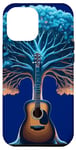 Coque pour iPhone 14 Pro Max Guitare Lac Réflexion Arbre Mélomane Guitariste