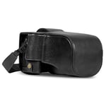 MegaGear Ever Ready Genuine Leather Camera Case Compatible with Fujifilm X-T5 (16-80mm)(Black)