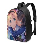 Lawenp Japanese Anime Girl Laptop Backpack- with USB Charging Port/Stylish Casual Waterproof Backpacks Fits Most 17/15.6 Inch Laptops and Tablets/for Work Travel School