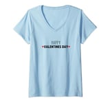 Womens Happy Valentines Day Cute Heart Valentine Couple V-Neck T-Shirt