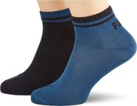 Puma Unisex Heritage Quarter Socks 2 Pack, Blue/Black. 2.5 - 5 UK