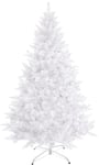 Sapin de Noël 450/600/1000 Branches Artificiel PVC Blanc Arbre de Noel avec Support en métal Xmas Party Decortaion (180Cm 600 Tips)