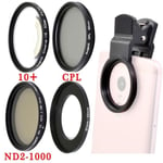 ND2-1000 CPL 10X Set - Kit d'objectif de téléphone portable CPL 52MM polarisant, filtre d'objectif de caméra