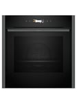 NEFF N70 B54CR71G0B Slide and Hide Single Oven with Pyrolytic Self Cleaning, CircoTherm, 3.7" Full Touch Display, Soft Open, Integrated, 60 x 60cm, Graphite Grey