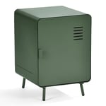 MEUBLE COSY Table de Chevet avec Porte et Deux Étagères Meuble de Rangement Casier en Métal pour Salon Chambre Bureau, Industriel, Vert, 40x40x57cm