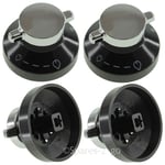 4 Black Silver Knob Switch for NEW WORLD 444440036 600SIDLM 444443523 Oven Knobs