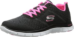 Skechers (SKEES) - Flex Appeal- Simply Sweet - Baskets Sportives, Femme, Noir (BKHP), Taille 40