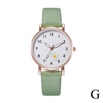 Koreanskt mode lysande klocka Enkelt läderarmband Damkvarts Green One size