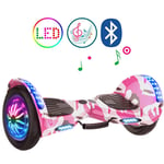 QINGMM Hoverboard,10" Two-Wheel Self Balancing Car with LED Light Flash And Bluetooth Speaker,Smart Electric Scooters for Kids Adult,pink