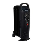 Russell Hobbs 650W Oil Filled Radiator, 5 Fin Portable Electric Heater - Black, Adjustable Thermostat, Safety Cut-off, 10 m sq Room Size, RHOFR3001, 2 Year Guarantee
