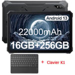 Blackview Active 8 Pro Tablette Incassable 10.36" 2.4K FHD+ 16Go+256Go 22000mAh(33W) G99 48MP+16MP Android 13 Noir Avec Clavier K1